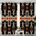 Black Native Patterns Blackout Thermal Grommet Window Curtains