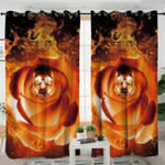 Flame Rose Skull Blackout Thermal Grommet Window Curtains