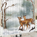 Deer In The Snow Blackout Thermal Grommet Window Curtains