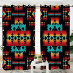Navy Native Tribes Pattern Blackout Thermal Grommet Window Curtains