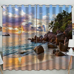 Beach At Sunset Blackout Thermal Grommet Window Curtains