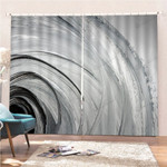Abstract Black And White Blackout Thermal Grommet Window Curtains