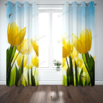 Yellow Tulips Garden Blackout Thermal Grommet Window Curtains