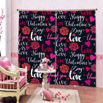 Floral And Letters Pattern Blackout Thermal Grommet Window Curtains