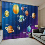 Adventure Planet Cartoon Earth Blackout Thermal Grommet Window Curtains