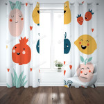 Fruits With Smiling Face Blackout Thermal Grommet Window Curtains