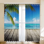 Caribbean Sea And Perfect Sky Printed Window Curtain