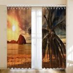 Tropical Sunset With Palm Tree Blackout Thermal Grommet Window Curtains