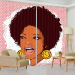 Black Woman Smiling Printed Window Curtains