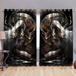 Skull And Girl The Death Printed Window Curtains