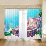 Sea Bottom With Old Chest Blackout Thermal Grommet Window Curtains