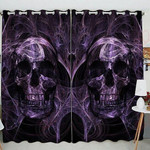 Purple Skull Printed Window Curtains