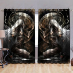Skull And Girl Printed Window Curtains