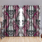 Skull Triangle Pink Rose Printed Window Curtains