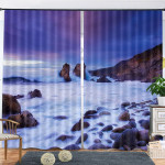 Purple Coast Scenery Blackout Thermal Grommet Window Curtains