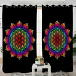 Colorful Flower Of Life Blackout Thermal Grommet Window Curtains