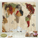 Vegetable World Map Blackout Thermal Grommet Window Curtains