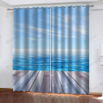 Sea Blackout Thermal Grommet Window Curtains