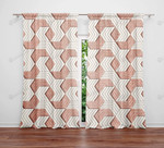 Contemporary Pattern Coral And Tan Blackout Thermal Grommet Window Curtains