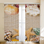 Colorful Sea Shells On Sand Blackout Thermal Grommet Window Curtains