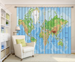 World Map Blackout Thermal Grommet Window Curtains