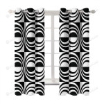 Black And White Circle Pattern Blackout Thermal Grommet Window Curtains