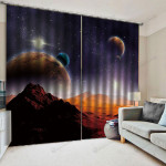 Planet Starry Sky Blackout Thermal Grommet Window Curtains