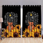 Black Girl I Am Sunflower Printed Window Curtains