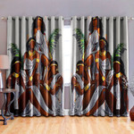 Black Girls Royalty Printed Window Curtains