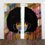 Black Girl Blowing Bubbles Printed Window Curtains