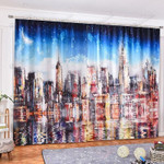 Dreamy Pattern City Blackout Thermal Grommet Window Curtains