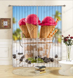 Pink Ice Cream Blackout Thermal Grommet Window Curtains