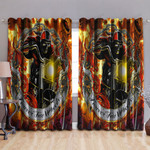 Motorcycle Born To Ride Skull Printed Window Curtains