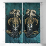 Awesome Skull With Eagle Printed Window Curtains