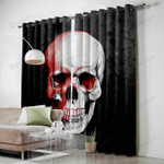 Smiling Skull Gray Background Printed Window Curtains