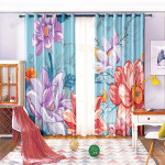Painting Blossom Flower Blackout Thermal Grommet Window Curtains
