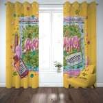 Letters And Bottle Background Blackout Thermal Grommet Window Curtains
