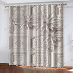 Flowers and Carving on The Wood Blackout Thermal Grommet Window Curtains