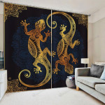 Gold Mandala Design Lizard Patterns Blackout Thermal Grommet Window Curtains