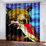 Fish And Bear Blackout Thermal Grommet Window Curtains