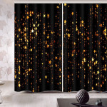 Black And Gold Stars Blackout Thermal Grommet Window Curtains