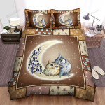 Happy Owl Couple On The Half Moon Bed Sheets Spread Duvet Cover Bedding Sets