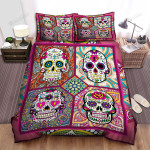 Colorful Sugar Skull Bed Sheets Spread Duvet Cover Bedding Sets