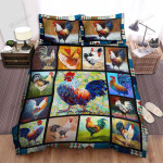 Colorful Chicken Rooster Bed Sheets Spread Duvet Cover Bedding Sets