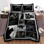 Black Cats I Love Cats Dark Color Cats Bed Sheets Spread Duvet Cover Bedding Sets