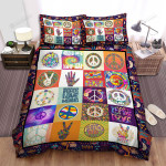 Hippie Peace Love Music Bed Sheets Spread Duvet Cover Bedding Sets
