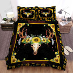 Deer Skull Wearing Sunflower Wreath Bed Sheets Spread Duvet Cover Bedding Sets