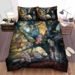 Owl In The Forest Bed Sheets Spread Duvet Cover Bedding Sets