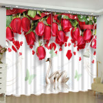 Swan And Red Rose Blackout Thermal Grommet Window Curtain