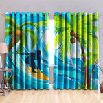Surfing Coconut Tree Blackout Thermal Grommet Window Curtain